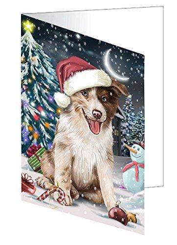 Have a Holly Jolly Christmas Border Collie Dog in Holiday Background Handmade Artwork Assorted Pets Greeting Cards and Note Cards with Envelopes for All Occasions and Holiday Seasons D215
