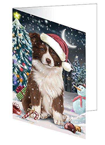 Have a Holly Jolly Christmas Border Collie Dog in Holiday Background Handmade Artwork Assorted Pets Greeting Cards and Note Cards with Envelopes for All Occasions and Holiday Seasons D217