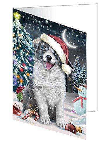 Have a Holly Jolly Christmas Border Collie Dog in Holiday Background Handmade Artwork Assorted Pets Greeting Cards and Note Cards with Envelopes for All Occasions and Holiday Seasons D218