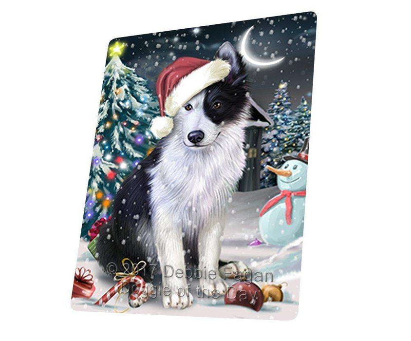 Have a Holly Jolly Christmas Border Collie Dog in Holiday Background Large Refrigerator / Dishwasher Magnet D071