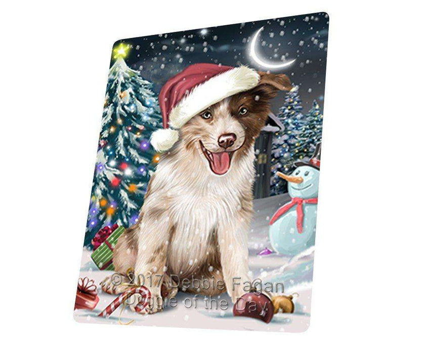Have a Holly Jolly Christmas Border Collie Dog in Holiday Background Tempered Cutting Board D070