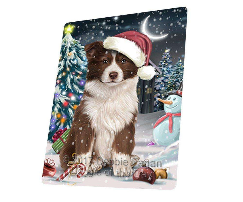 Have a Holly Jolly Christmas Border Collie Dog in Holiday Background Tempered Cutting Board D072