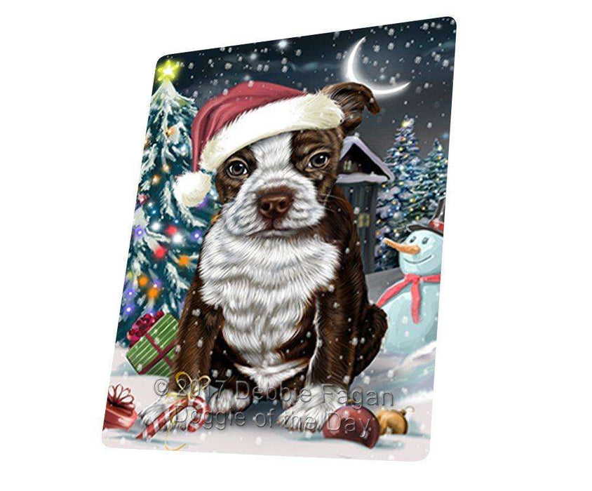 Have a Holly Jolly Christmas Boston Terrier Dog in Holiday Background Large Refrigerator / Dishwasher Magnet D054