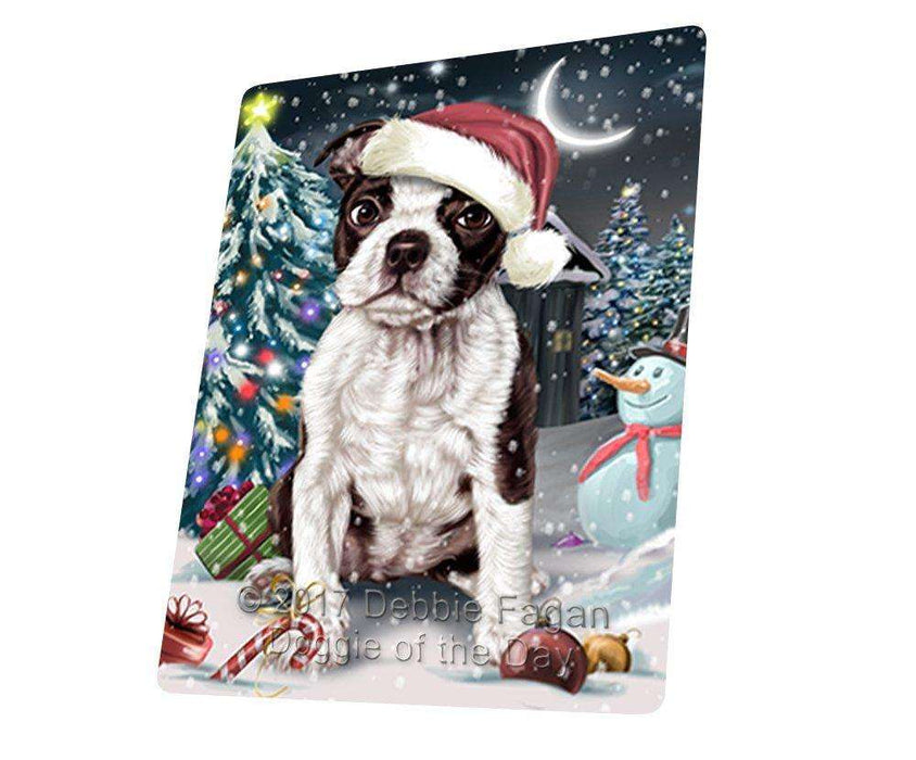 Have a Holly Jolly Christmas Boston Terrier Dog in Holiday Background Large Refrigerator / Dishwasher Magnet D055