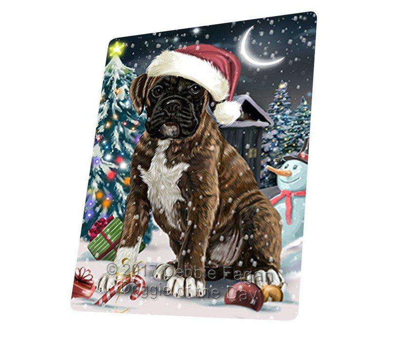 Have a Holly Jolly Christmas Boxer Dog in Holiday Background Tempered Cutting Board D058