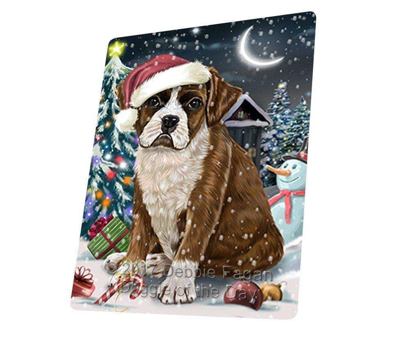 Have a Holly Jolly Christmas Boxer Dog in Holiday Background Tempered Cutting Board D059