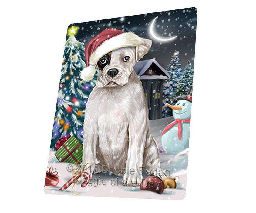 Have a Holly Jolly Christmas Boxer Dog in Holiday Background Tempered Cutting Board D060
