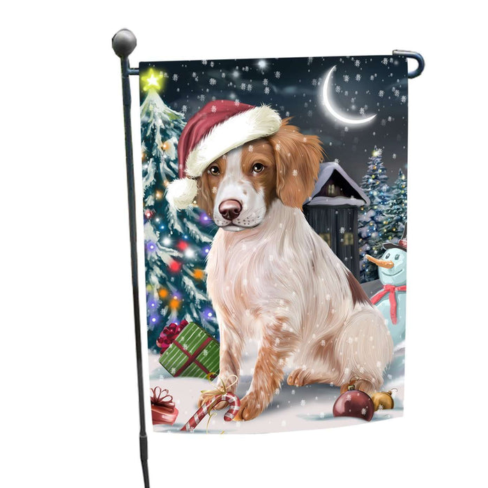Have a Holly Jolly Christmas Brittany Spaniel Dog in Holiday Background Garden Flag D139