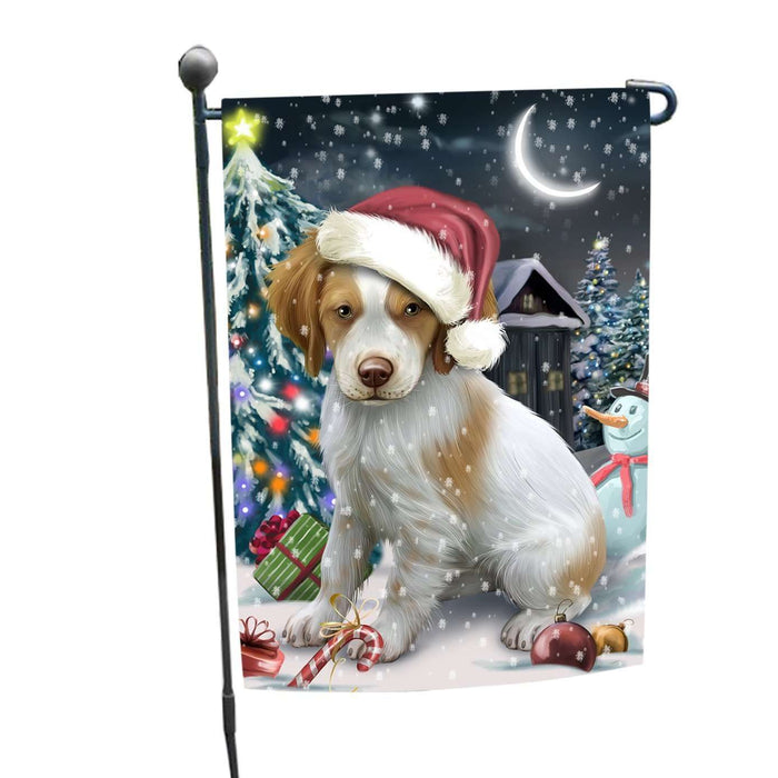 Have a Holly Jolly Christmas Brittany Spaniel Dog in Holiday Background Garden Flag D140