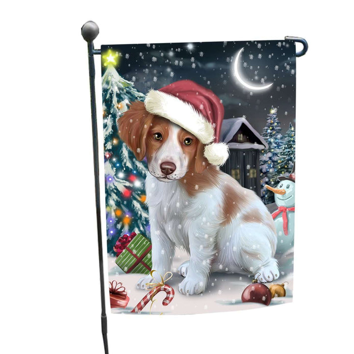 Have a Holly Jolly Christmas Brittany Spaniel Dog in Holiday Background Garden Flag D141