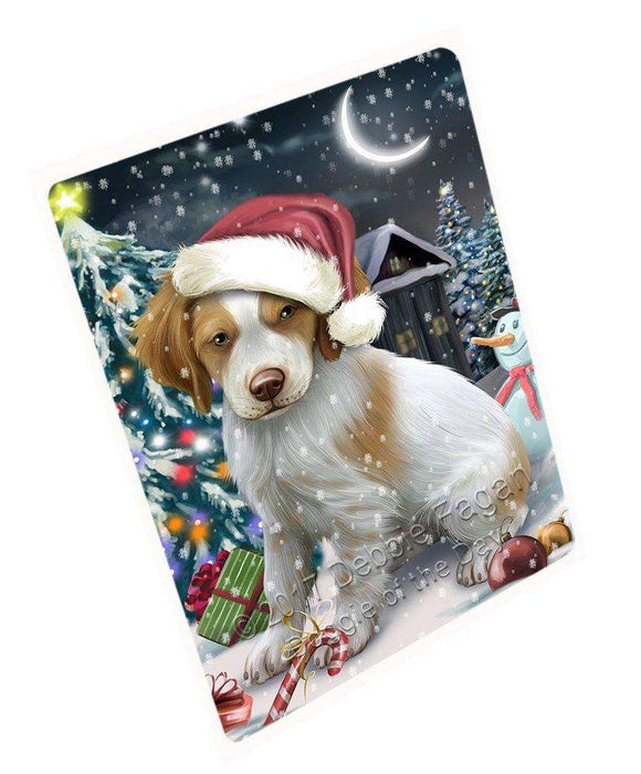 Have a Holly Jolly Christmas Brittany Spaniel Dog in Holiday Background Large Refrigerator / Dishwasher Magnet D140