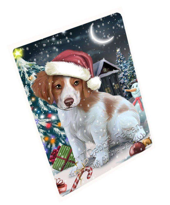 Have a Holly Jolly Christmas Brittany Spaniel Dog in Holiday Background Large Refrigerator / Dishwasher Magnet D141