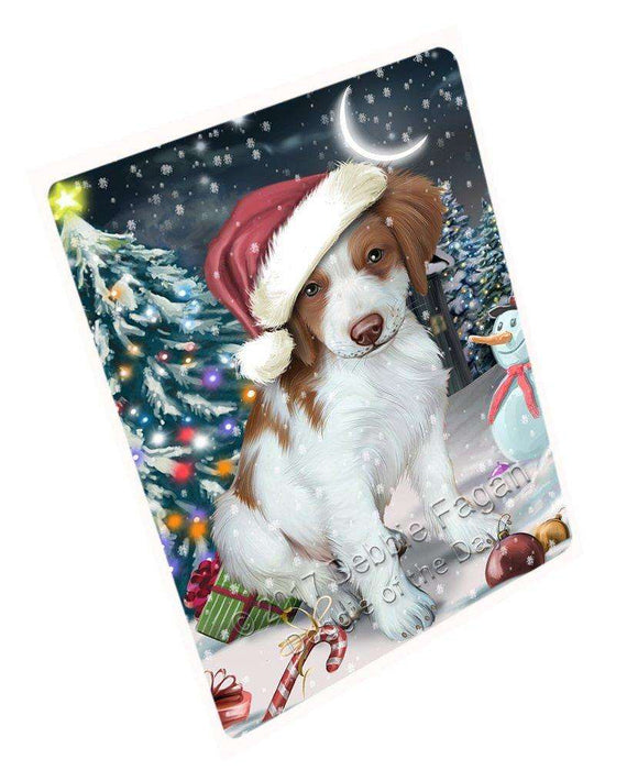 Have a Holly Jolly Christmas Brittany Spaniel Dog in Holiday Background Tempered Cutting Board D138