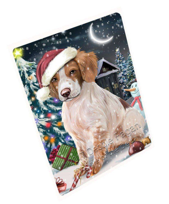 Have a Holly Jolly Christmas Brittany Spaniel Dog in Holiday Background Tempered Cutting Board D139