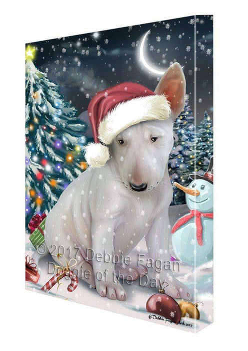 Have a Holly Jolly Christmas Bull Terrier Dog in Holiday Background Canvas Wall Art D024