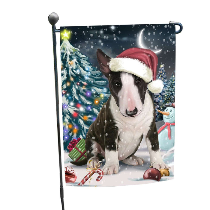 Have a Holly Jolly Christmas Bull Terrier Dog in Holiday Background Garden Flag D023