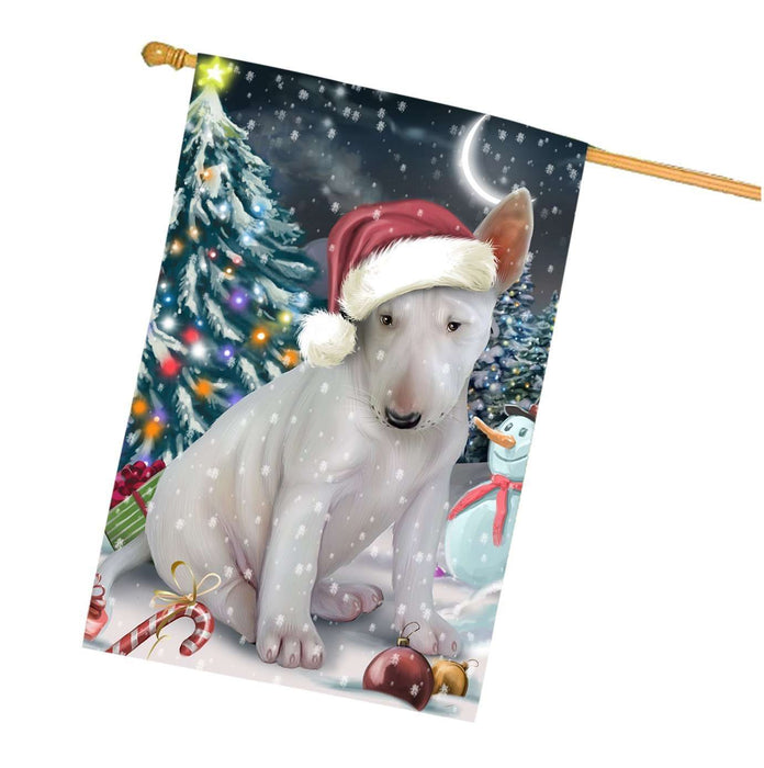 Have a Holly Jolly Christmas Bull Terrier Dog in Holiday Background House Flag