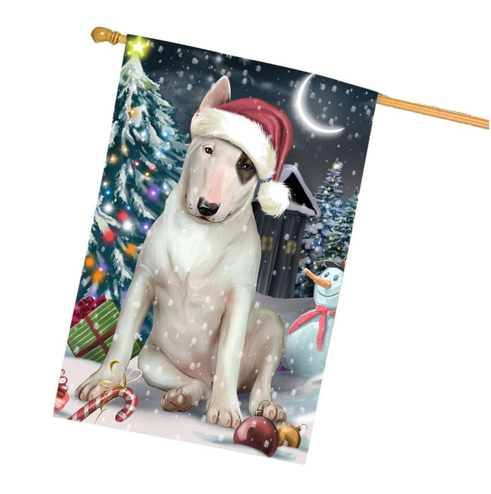 Have a Holly Jolly Christmas Bull Terrier Dog in Holiday Background House Flag