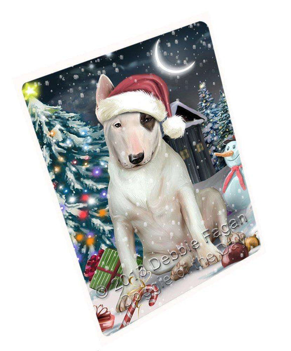 Have a Holly Jolly Christmas Bull Terrier Dog in Holiday Background Tempered Cutting Board D017