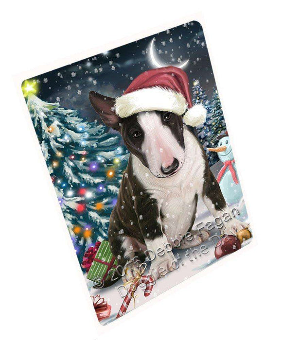 Have a Holly Jolly Christmas Bull Terrier Dog in Holiday Background Tempered Cutting Board D018