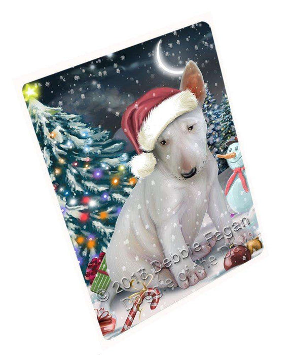 Have a Holly Jolly Christmas Bull Terrier Dog in Holiday Background Tempered Cutting Board D024