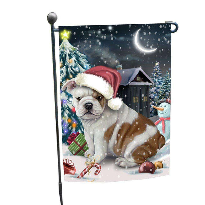 Have a Holly Jolly Christmas Bulldog Dog in Holiday Background Garden Flag D075