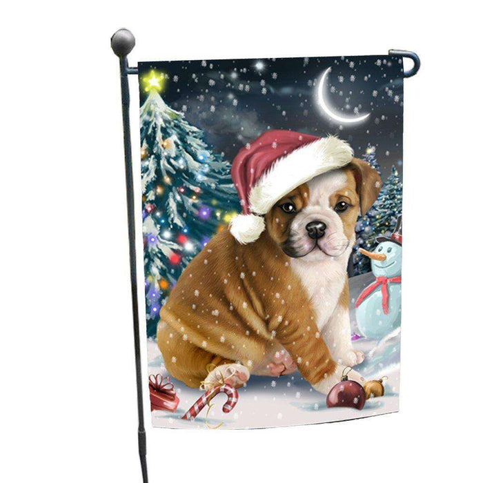 Have a Holly Jolly Christmas Bulldog Dog in Holiday Background Garden Flag D077