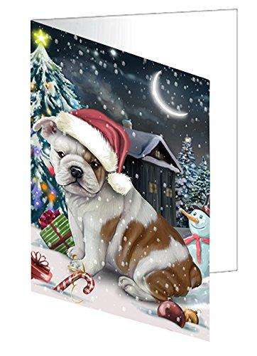 Have a Holly Jolly Christmas Bulldog Dog in Holiday Background Handmade Artwork Assorted Pets Greeting Cards and Note Cards with Envelopes for All Occasions and Holiday Seasons D220