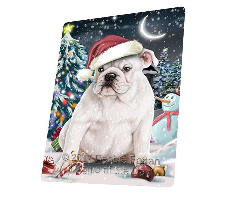 Have a Holly Jolly Christmas Bulldog Dog in Holiday Background Tempered Cutting Board D074