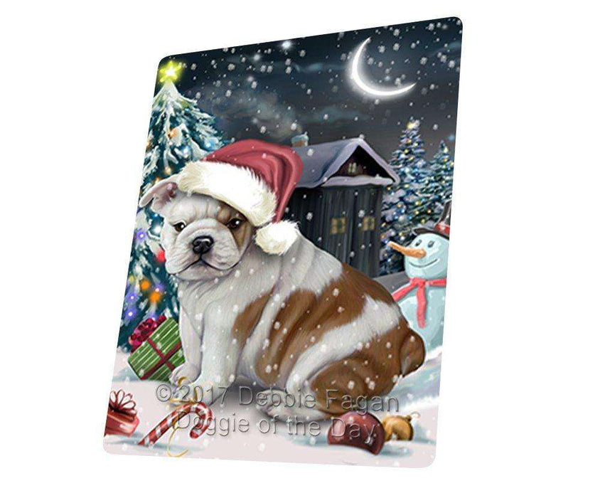 Have a Holly Jolly Christmas Bulldog Dog in Holiday Background Tempered Cutting Board D075
