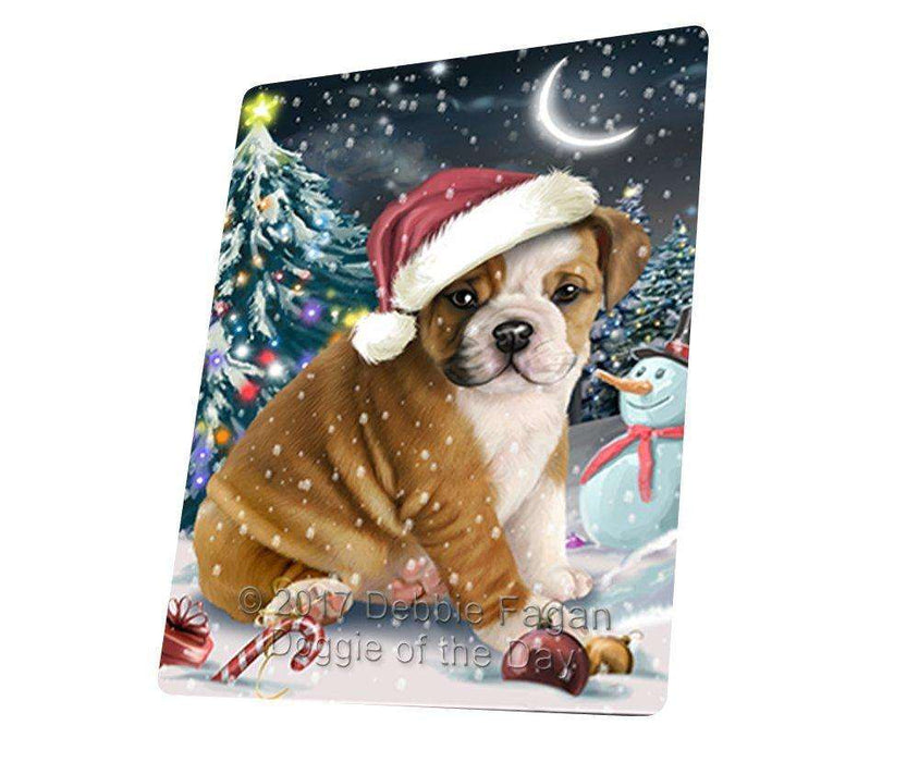 Have a Holly Jolly Christmas Bulldog Dog in Holiday Background Tempered Cutting Board D077