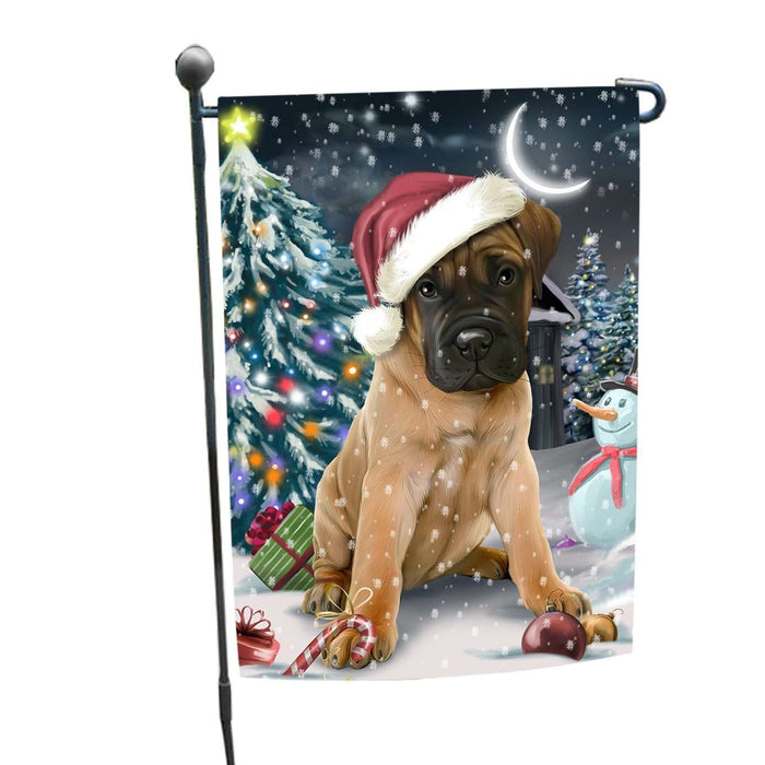 Have a Holly Jolly Christmas Bullmastiffs Dog in Holiday Background Garden Flag D142