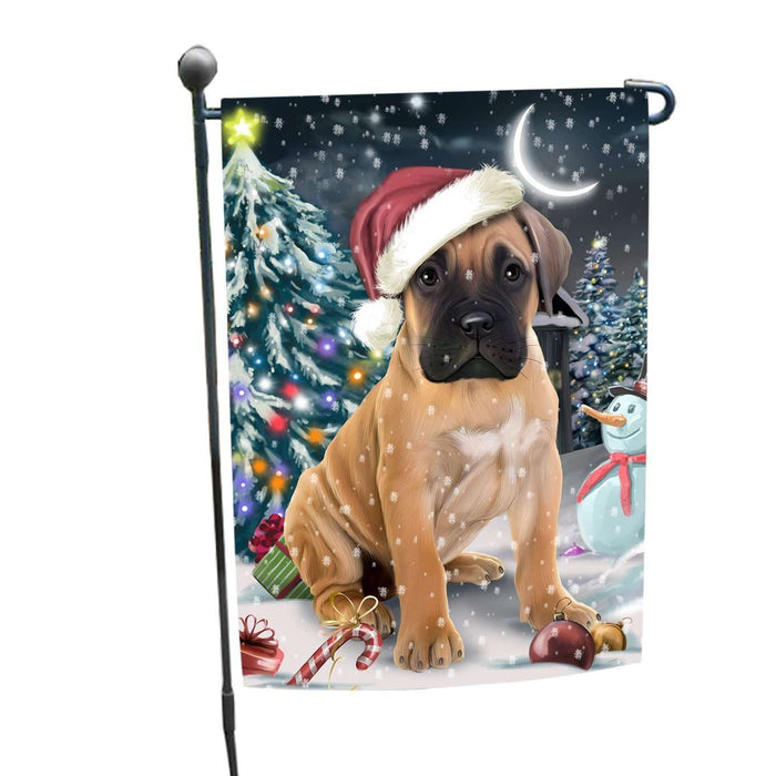 Have a Holly Jolly Christmas Bullmastiffs Dog in Holiday Background Garden Flag D143