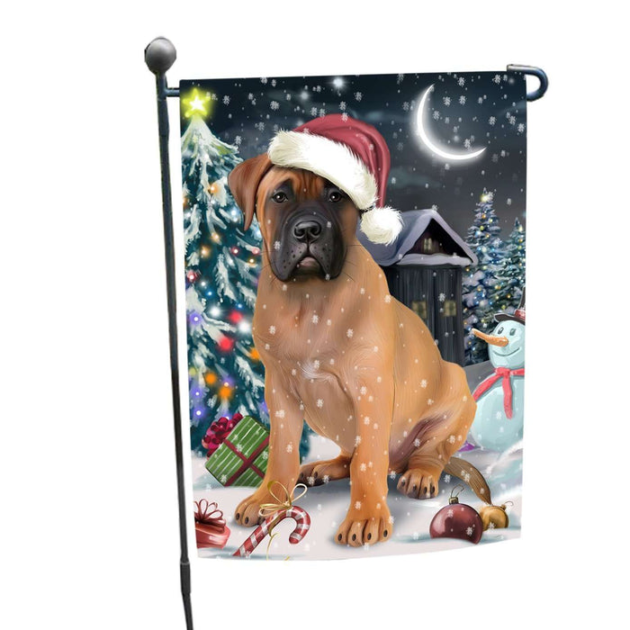 Have a Holly Jolly Christmas Bullmastiffs Dog in Holiday Background Garden Flag D144