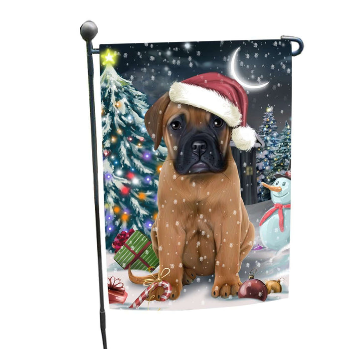 Have a Holly Jolly Christmas Bullmastiffs Dog in Holiday Background Garden Flag D145