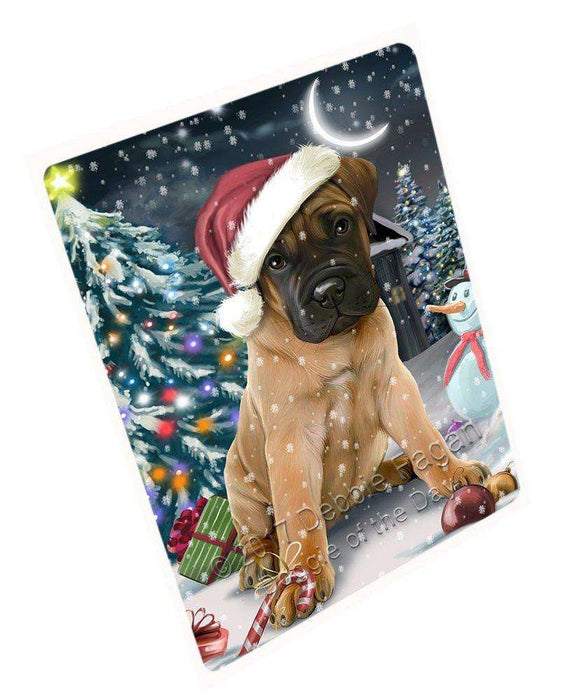 Have a Holly Jolly Christmas Bullmastiffs Dog in Holiday Background Large Refrigerator / Dishwasher Magnet D142