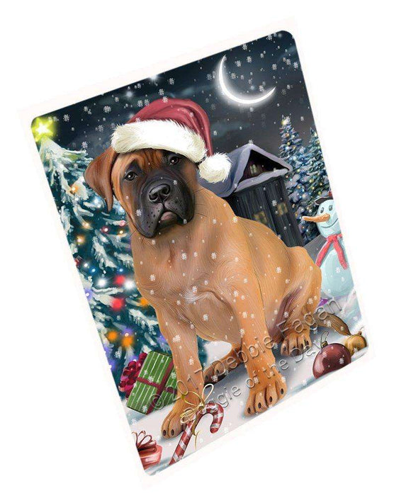 Have a Holly Jolly Christmas Bullmastiffs Dog in Holiday Background Large Refrigerator / Dishwasher Magnet D144