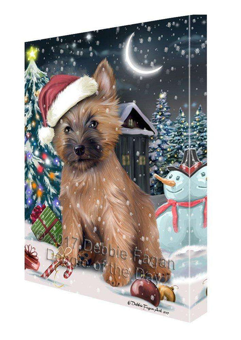 Have a Holly Jolly Christmas Cairn Terrier Dog in Holiday Background Canvas Wall Art D079