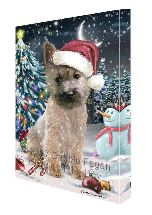 Have a Holly Jolly Christmas Cairn Terrier Dog in Holiday Background Canvas Wall Art D080
