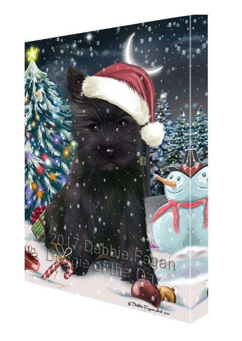 Have a Holly Jolly Christmas Cairn Terrier Dog in Holiday Background Canvas Wall Art D081