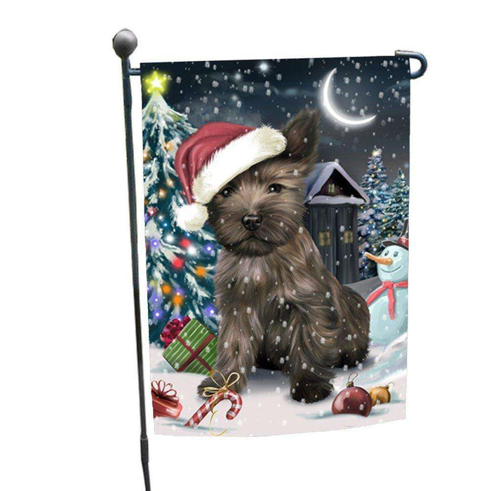 Have a Holly Jolly Christmas Cairn Terrier Dog in Holiday Background Garden Flag D078