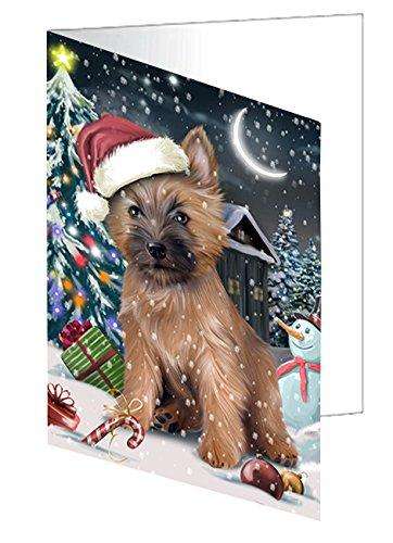 Have a Holly Jolly Christmas Cairn Terrier Dog in Holiday Background Handmade Artwork Assorted Pets Greeting Cards and Note Cards with Envelopes for All Occasions and Holiday Seasons D224