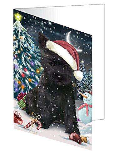 Have a Holly Jolly Christmas Cairn Terrier Dog in Holiday Background Handmade Artwork Assorted Pets Greeting Cards and Note Cards with Envelopes for All Occasions and Holiday Seasons D226