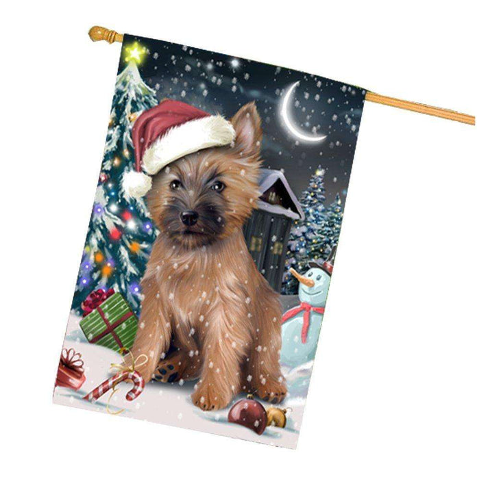 Have a Holly Jolly Christmas Cairn Terrier Dog in Holiday Background House Flag