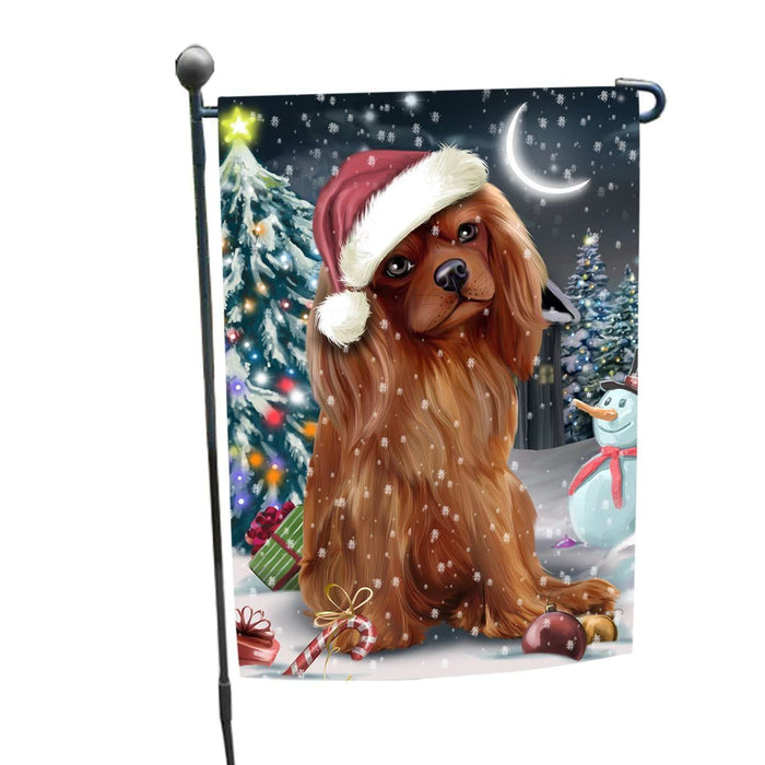 Have a Holly Jolly Christmas Cavalier King Charles Spaniel Dog in Holiday Background Garden Flag D146