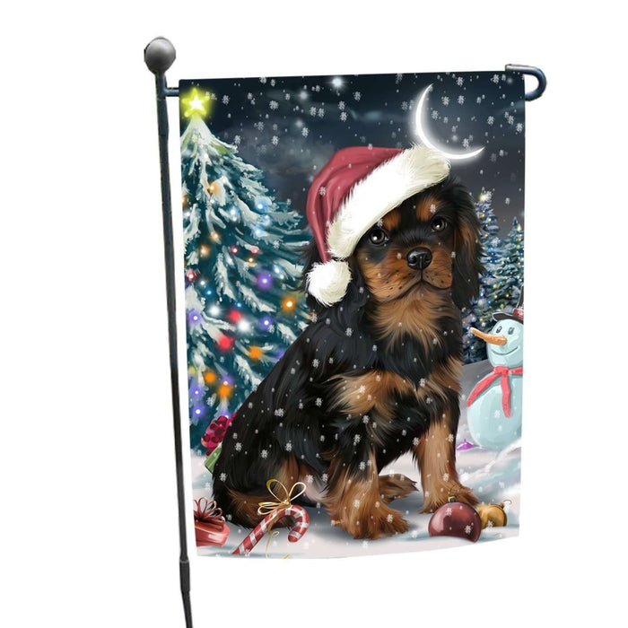 Have a Holly Jolly Christmas Cavalier King Charles Spaniel Dog in Holiday Background Garden Flag D147