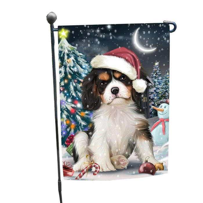 Have a Holly Jolly Christmas Cavalier King Charles Spaniel Dog in Holiday Background Garden Flag D149