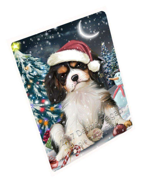 Have a Holly Jolly Christmas Cavalier King Charles Spaniel Dog in Holiday Background Large Refrigerator / Dishwasher Magnet D149