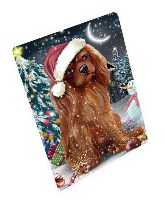Have a Holly Jolly Christmas Cavalier King Charles Spaniel Dog in Holiday Background Tempered Cutting Board D146