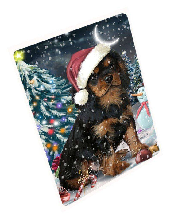 Have a Holly Jolly Christmas Cavalier King Charles Spaniel Dog in Holiday Background Tempered Cutting Board D147